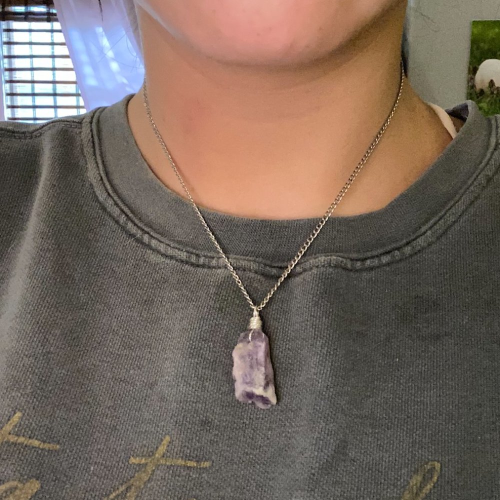 Rough Amethyst Crystal Necklace and Chain